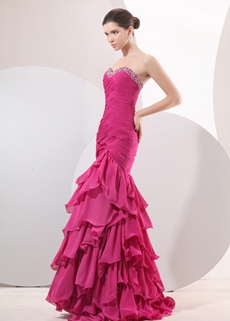 Impressive Sweetheart Trumpet/Mermaid Chiffon Fuchsia Prom Pageant Dress 