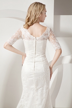 Chic Trumpet V-Neckline Lace Wedding Dresses with Sleeves